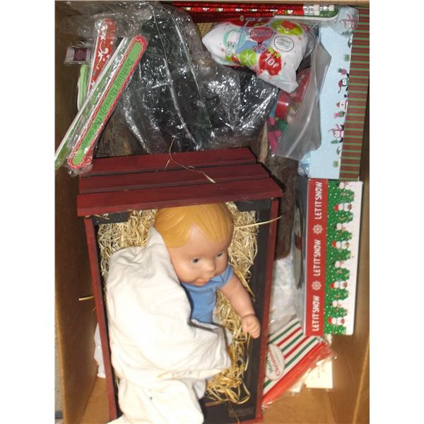 Box of Christmas Items - Decor and Stocking Stuffers