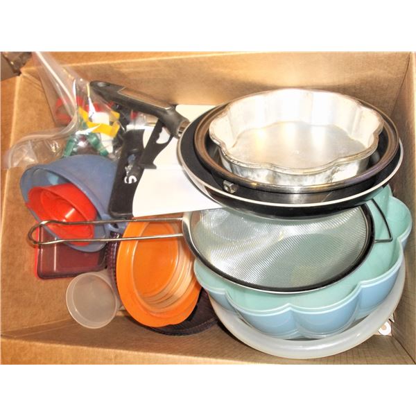Box of Kitchen Items - Pans, Containers