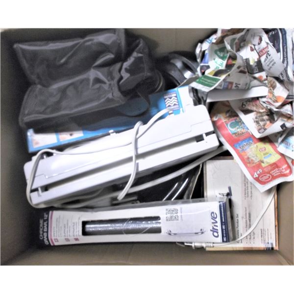 Box of Kitchen Items - Vacuum Sealer, Fondue Mini Set, Safety Bar