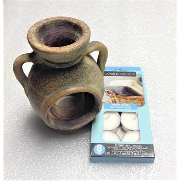 Pottery Candle Holder and Tea Light Candles