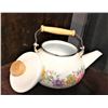 Image 2 : Metal Tea Pot - White with Floral Design