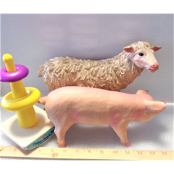 Classic Vintage Toys - Sheep, Pig and Fisher Price Ring Toss