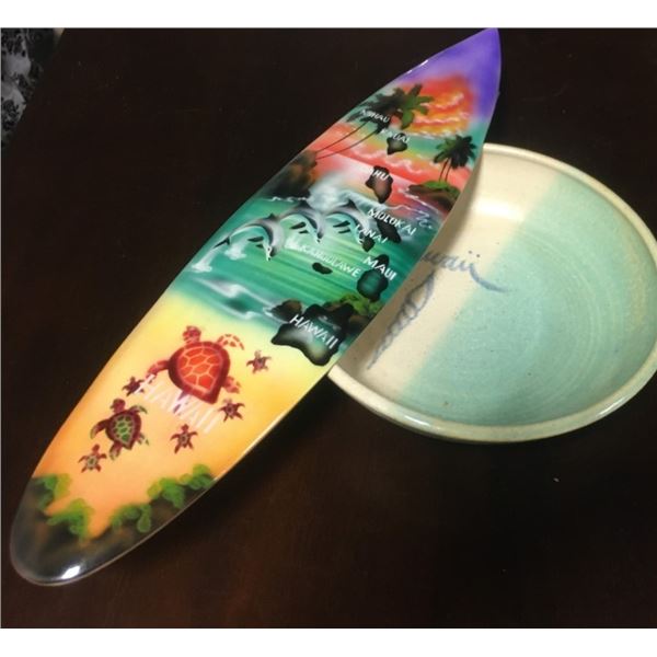 Hawaii Surfboard Wall Hanging and Bowl