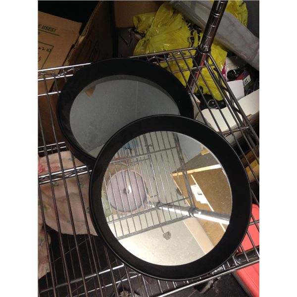 Two Round Mirrors, 9.5" Diameter