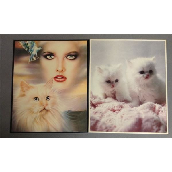 Two Cat Posters in Frames, 20" x 16"