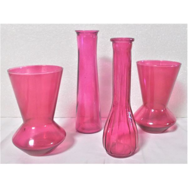 Four Pink Vases