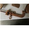 Image 2 : METAL BIN WITH PIPE CLAMP, GURNEY SCALE, BOW SAW AND MORE