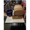 Image 1 : BOX OF VARIOUS PLANTERS AND WICKER HAMPERE