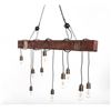 Image 1 : NEW MODERN RUSTIC INDUSTRIAL WOODEN LINEAR CHANDELIER LIGHT WITH DIMMABLE LIGHTBULBS RETAIL $399