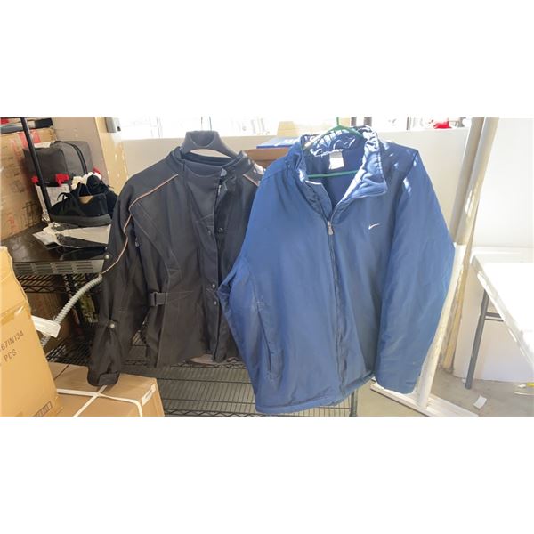 TEKNIC SIZE 14 PADDED MOTORCYCLE JACKET AND SIZE XXL NIKE JACKET