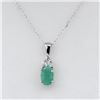 Image 1 : NEW STERLING SILVER GENUINE EMERALD AND CZ PENDANT W/ STERLING CHAIN W/ APPRAISAL $680