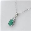 Image 2 : NEW STERLING SILVER GENUINE EMERALD AND CZ PENDANT W/ STERLING CHAIN W/ APPRAISAL $680