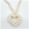 Image 1 : NEW BRASS GENUINE FRESHWATER PEARL HEART NECKLACE W/ APPRAISAL $1000