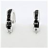 Image 1 : NEW STERLING SILVER GENUINE BLACK SAPPHIRE HOOP EARRINGS W/ APPRAISAL $955