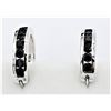 Image 2 : NEW STERLING SILVER GENUINE BLACK SAPPHIRE HOOP EARRINGS W/ APPRAISAL $955