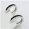 Image 3 : NEW STERLING SILVER GENUINE BLACK SAPPHIRE HOOP EARRINGS W/ APPRAISAL $955