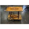 Image 1 : VINTAGE INLAID TEA TROLLEY, very good original conidtion, brass accents