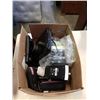 Image 1 : 2 BOXES OF KEYBOARDS, DVD PLAYER, WIRES AND ESTATE GOODS, POLK SUB, BOSE SPEAKER, DELL COMPUTER MONI