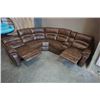 Image 10 : BRAND NEW BROWN STITCHED LEATHER 3PC CORNER RECLINING SECTIONAL W/ CONSOLE RETAIL $2199