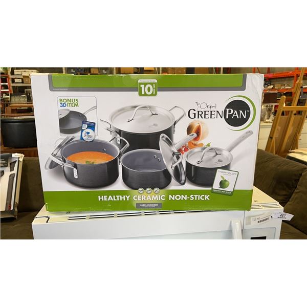 BRAND NEW THE ORIGINAL GREEN PAN SET OF 11 CERAMIC NON STICK COOKWARE - RETAIL $499