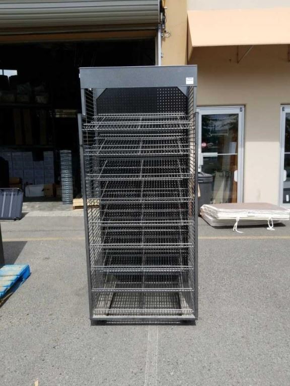 Red Wire Bread Rack ROLLING BREAD RACK WIRE SHELF - 7 FOOT TALL, 3 FOOT WIDE, 26 INCHES DEEP