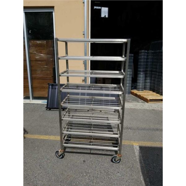 8 TIER METAL ROLLING RACK - 64 INCHES TALL, 33 WIDE, 18 DEEP