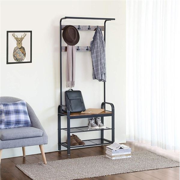 BRAND NEW MODERN INDUSTRIAL STYLE FOYER STAND - RETAIL $199.99  28.5” x 13.5” x 72” TALL