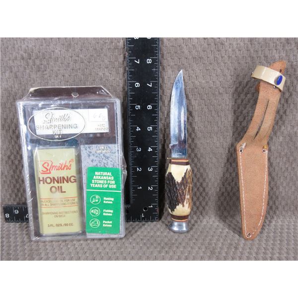 Knife with Sheath and Unopened Sharpening Kit