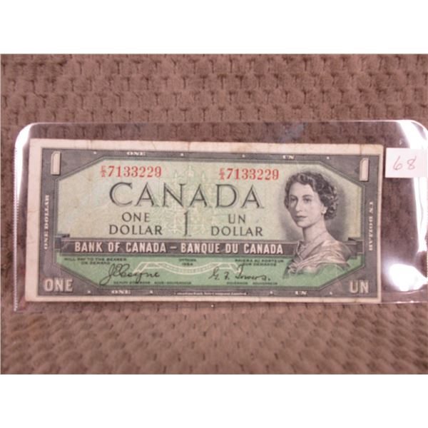 1954 Canada One Dollar Bill - Devils Face