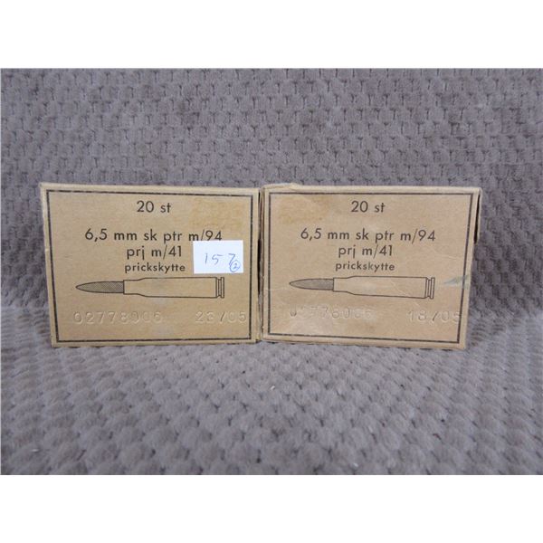 6.5 X 55 Prickskytte 2 Boxes of 20 Unopened