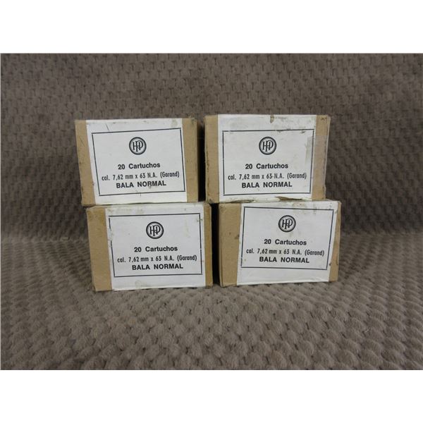 7.62 X 63 Garand - 4 Boxes of 20