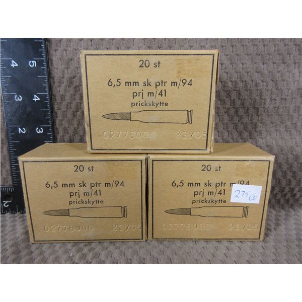 6.5 X 55 Prickskytte 3 Boxes of 20 Unopened