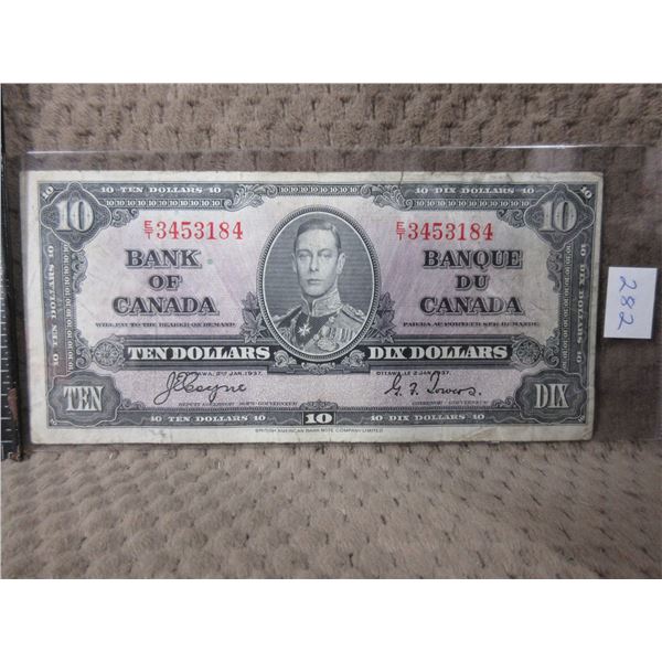 $10.00 1937 Canadian Bank Note King George