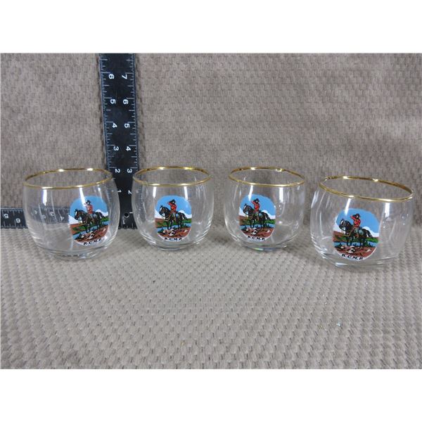Set of 4 - RCMP Glasses Gold Rimmed