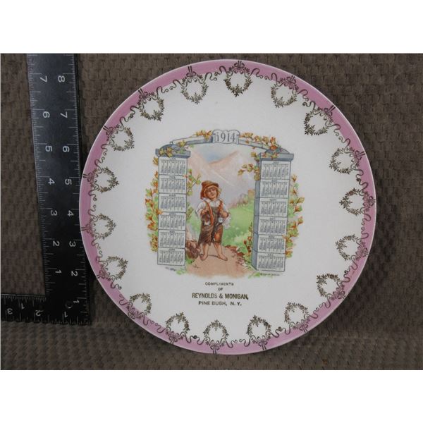 1914 Calender Plate - Renolds & Monigan