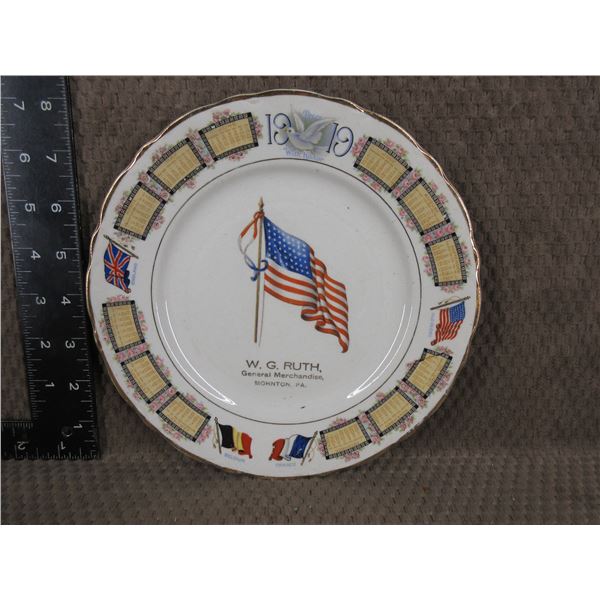 1919 Calender Plate - W. G. Ruth General Merchandise