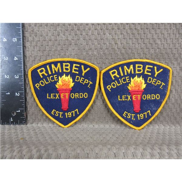 Rimbey Police Dept Set of 2 Shoulder Badges Est. 1977
