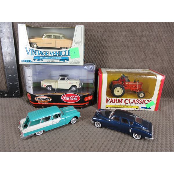 O Gauge Train Scale Items - 3 Cars, 1 Truck, 1 Tractor