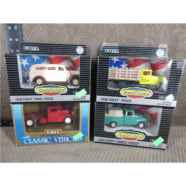 O Gauge Train Scale Items - 4 Diecast Trucks