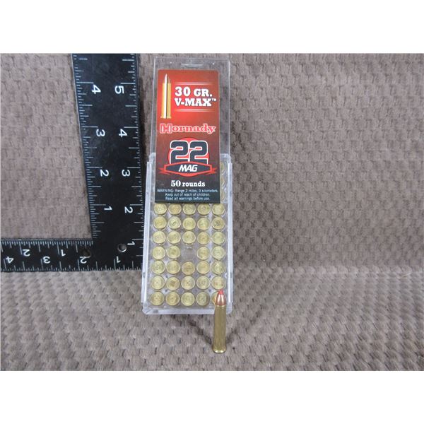 22 Magnum Hornady 30 gr V-Max Box of 50