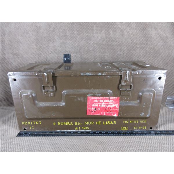 Military Metal Bomb Can - 9 1/2" W X 10 1/2" H X  23" L