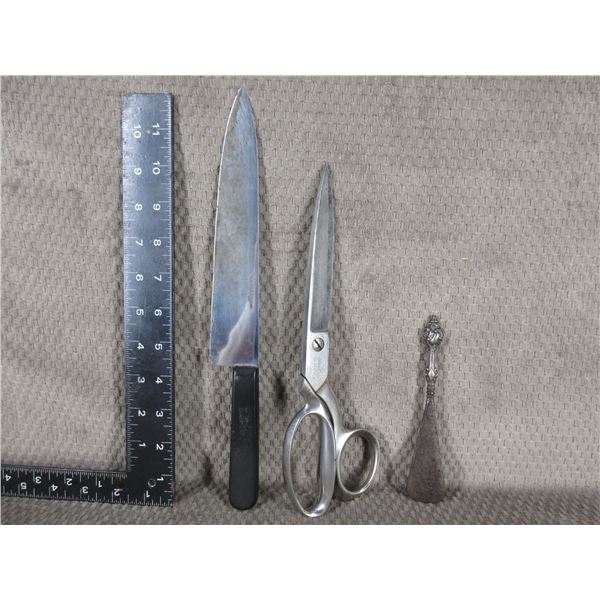 Winchester Large Sissors, Shoe Horn, Cattaraugus Knife