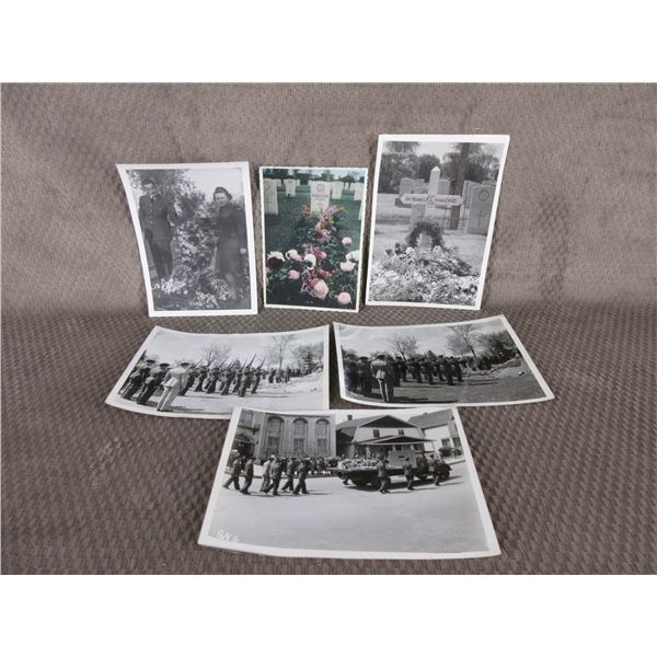 Lot of 6 Misc. Vintage Pictures of Military Funeral 1943