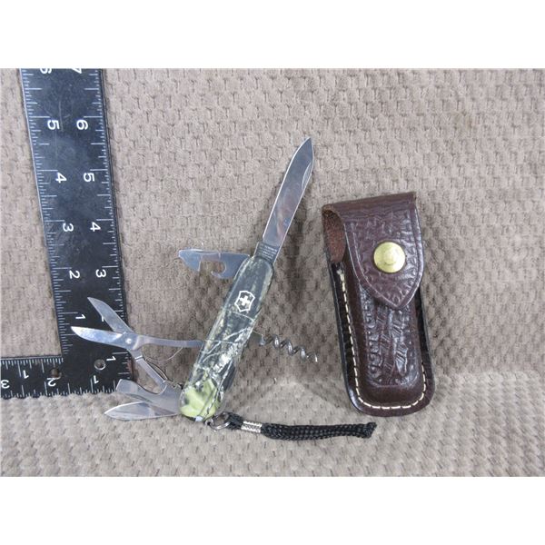 Victorinox Woodland Swiss Army Knife with Leather Case