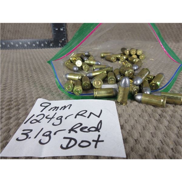 9MM Luger Bag of 50 - Reloads sold as componets