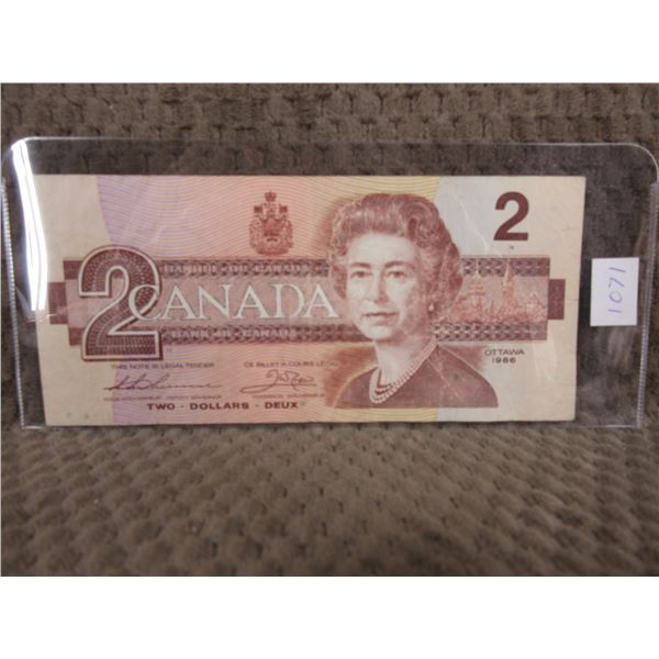 1986 Canada Two Dollar Bill