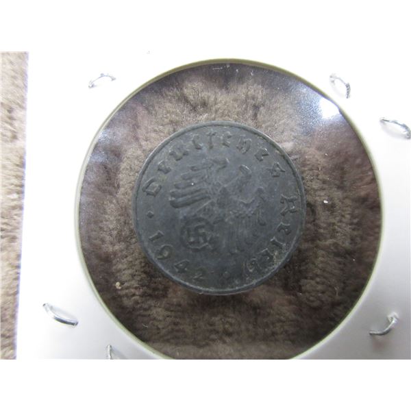 1942, 10 Reichspfennig Zinc Eagle Swastika