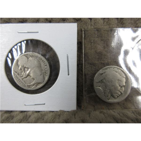 2 - Buffalo Nickels - Can't Read Year