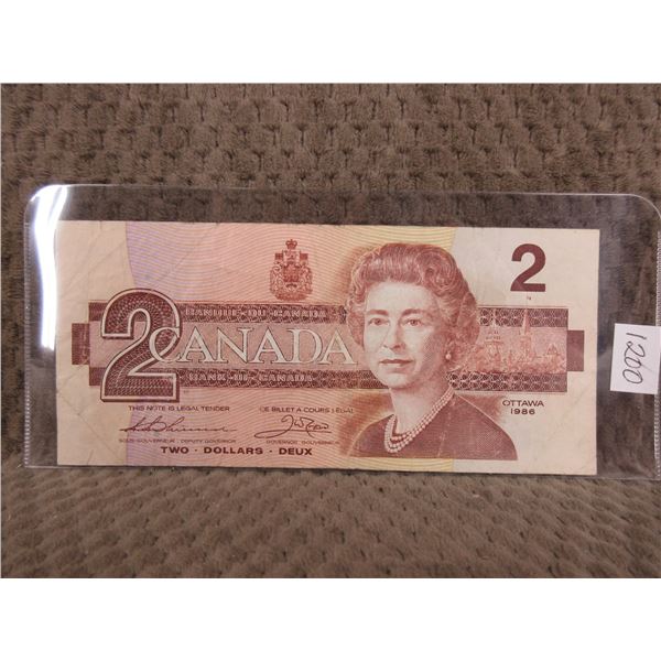 1986 Canada Two Dollar Bill