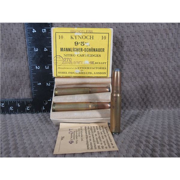 9.5mm Mannlicher-Schonauer, Kynoch 270 gr SN Box of 10